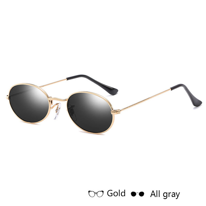 Fashion Women's Oval Sunglasses- Luxury Metal Frame