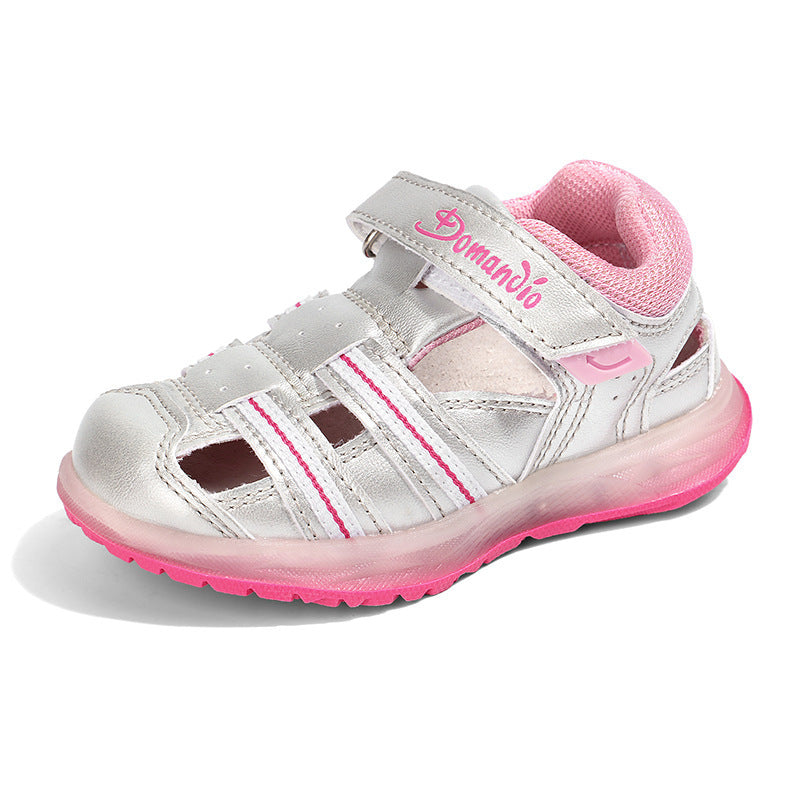 Boys And Girls Shoes Baotou Fashion Trend Comfortable Lights Casual Baby Shoes
