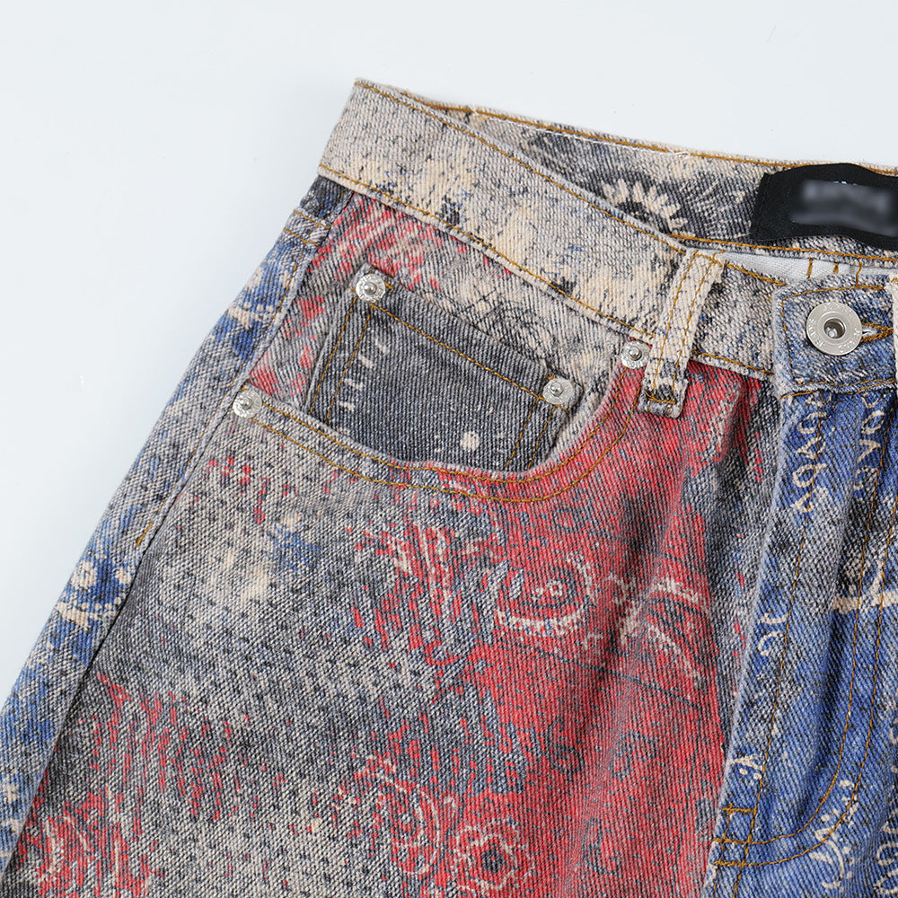 Fashion Painting Graffiti Denim Trousers Men