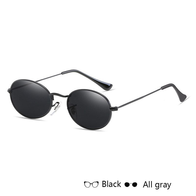 Fashion Women's Oval Sunglasses- Luxury Metal Frame