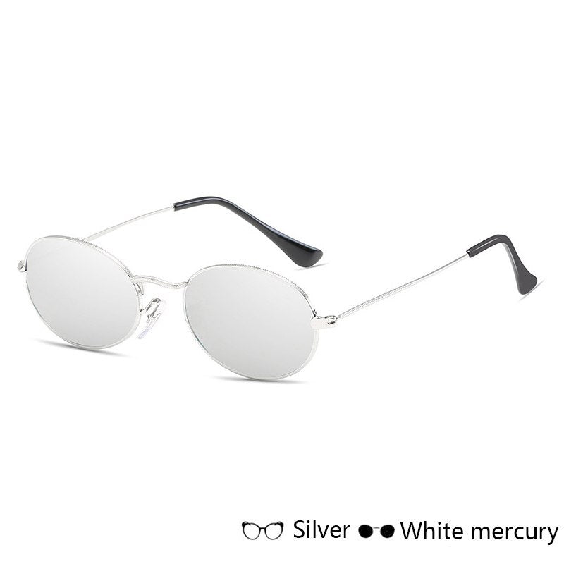 Fashion Women's Oval Sunglasses- Luxury Metal Frame