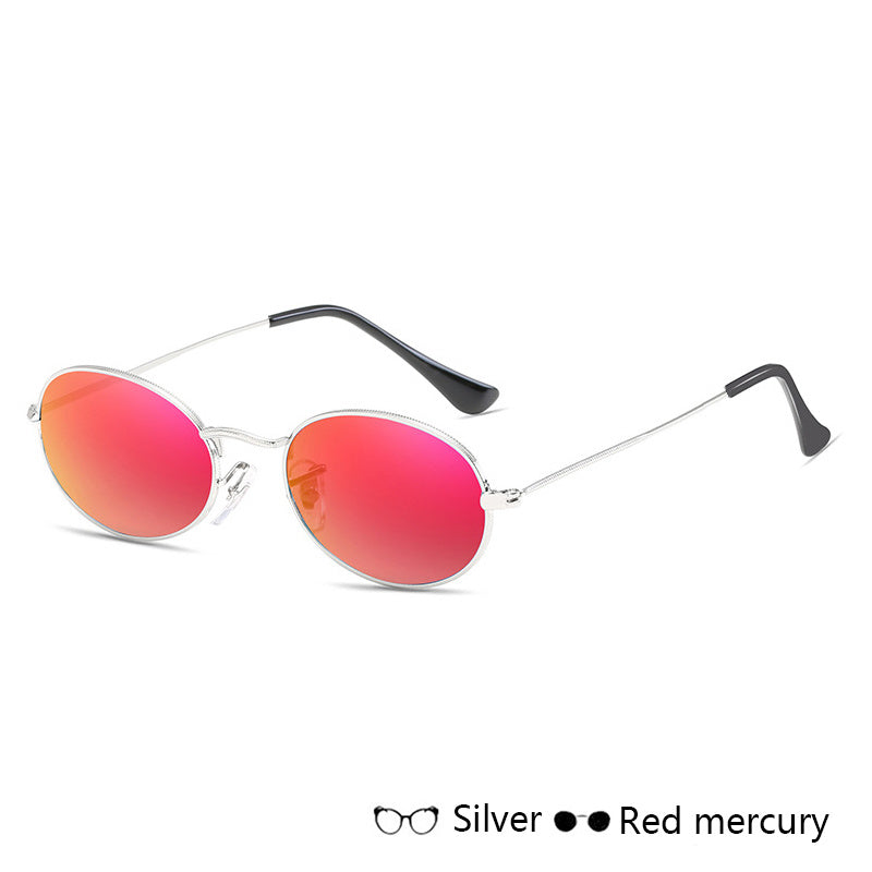 Fashion Women's Oval Sunglasses- Luxury Metal Frame