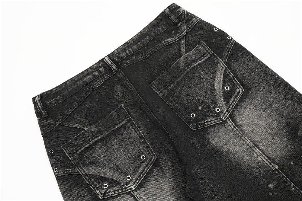Fashion Stitching Straight Loose Trousers Men