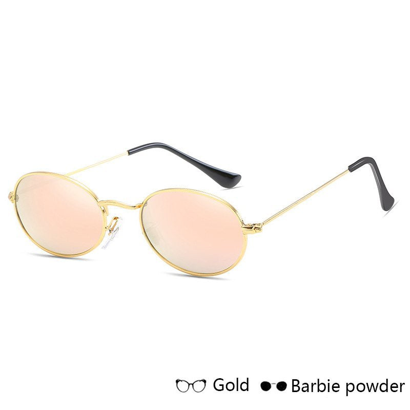 Fashion Women's Oval Sunglasses- Luxury Metal Frame