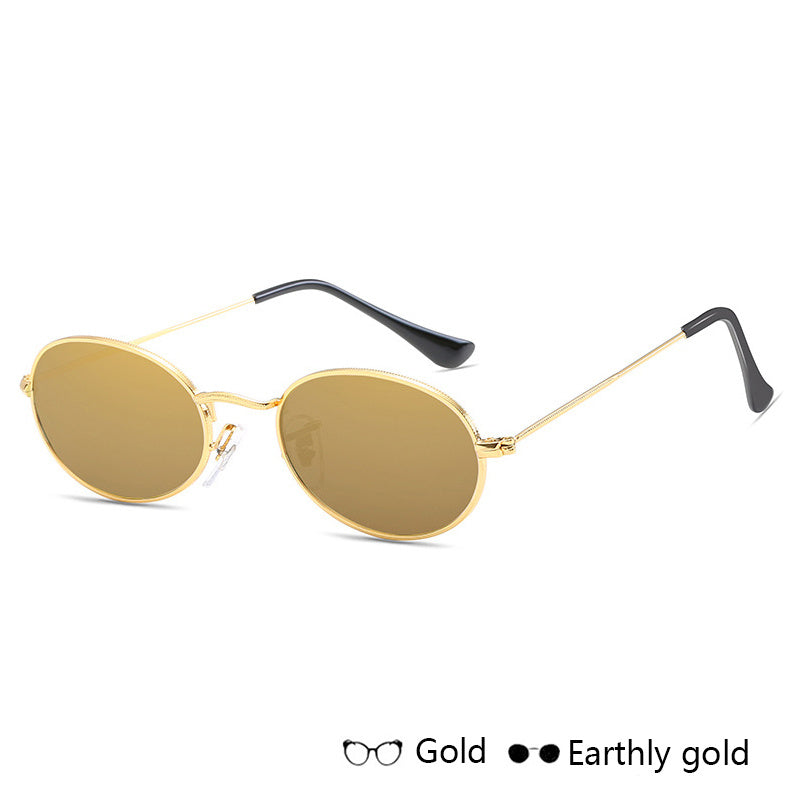 Fashion Women's Oval Sunglasses- Luxury Metal Frame