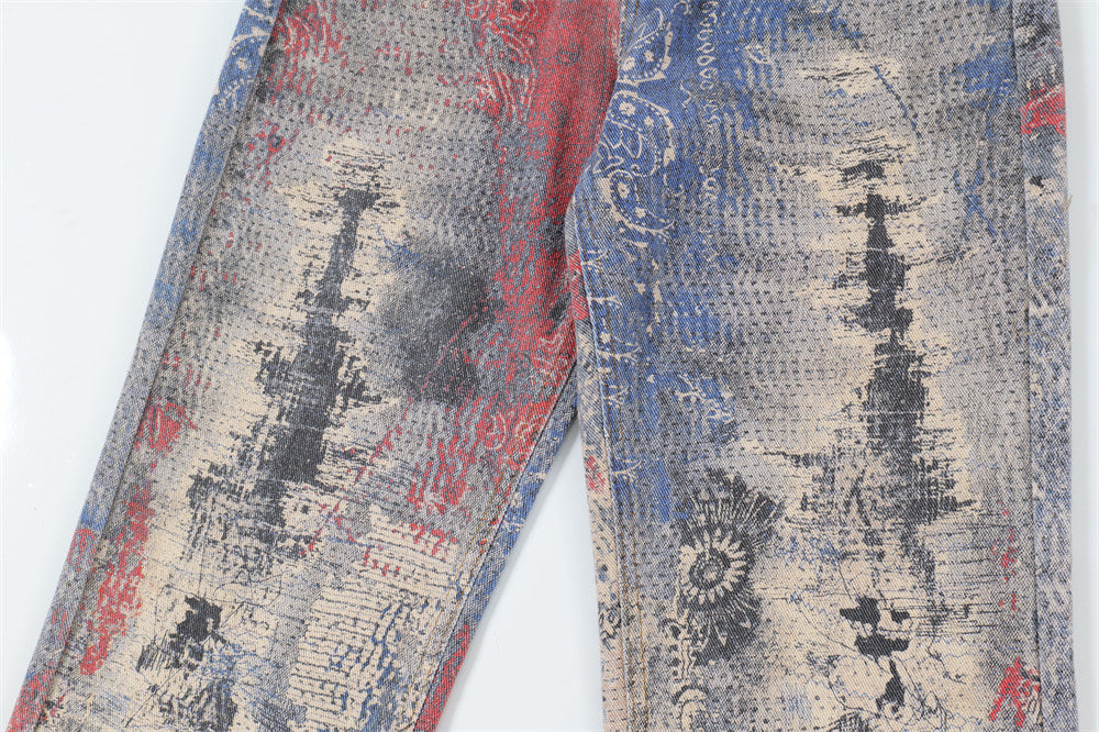Fashion Painting Graffiti Denim Trousers Men