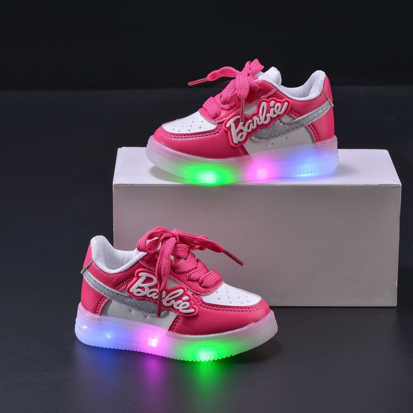 Girls' Soft Soled Casual Letter Illuminated Board Shoes