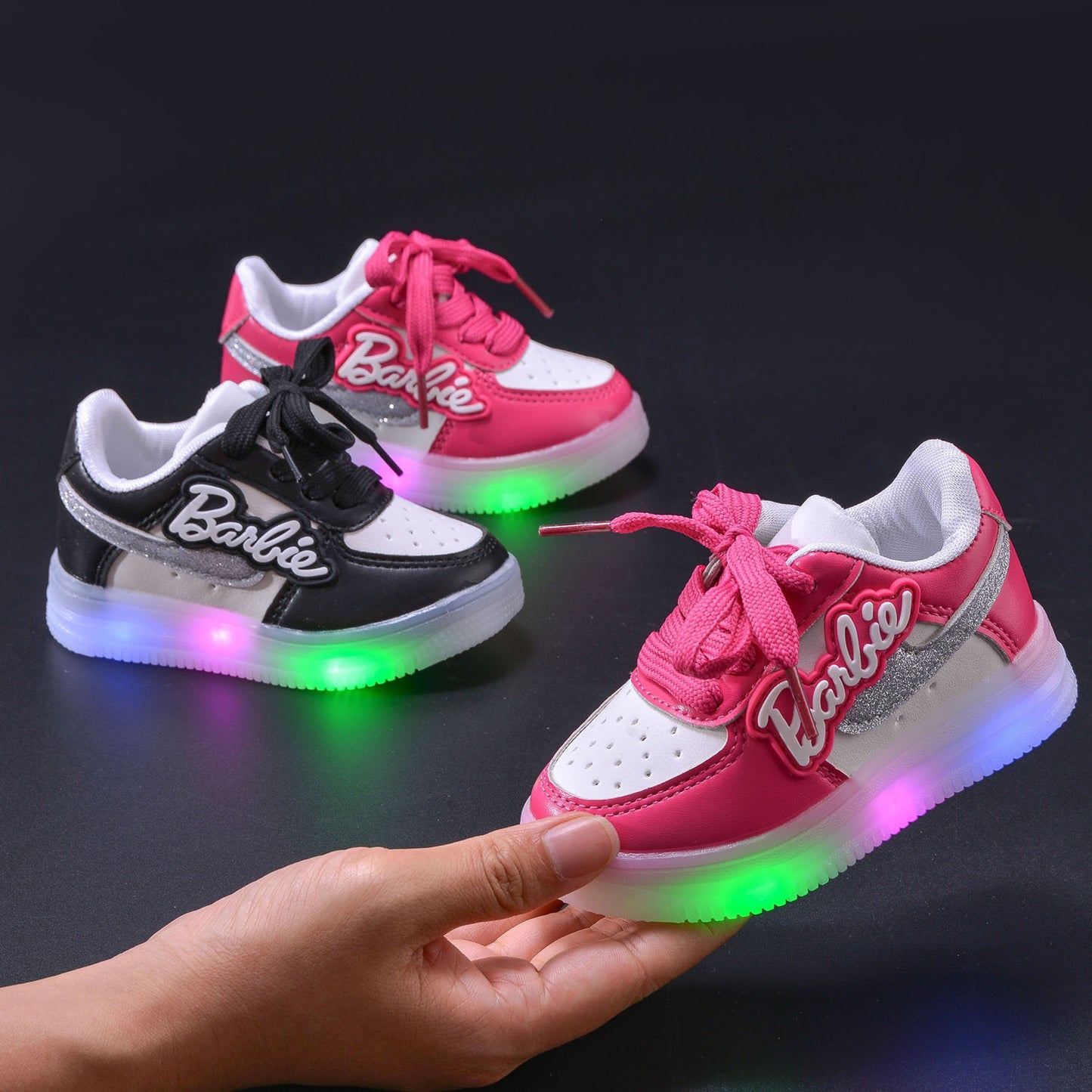 Girls' Soft Soled Casual Letter Illuminated Board Shoes