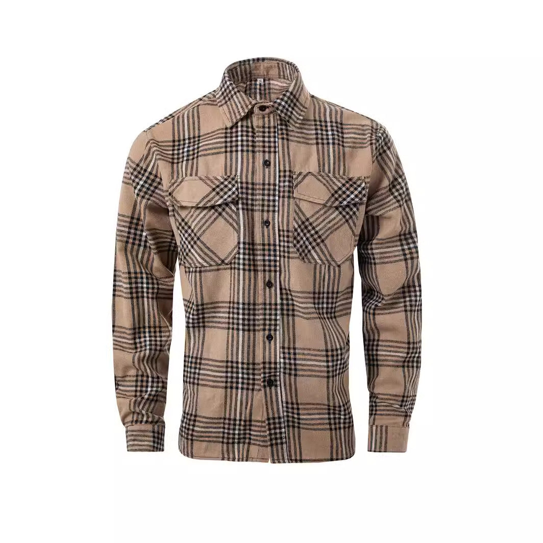 Cool Long Sleeve Lapel Shirt Fashion Plaid
