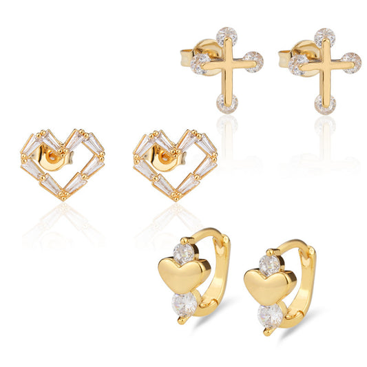 925 Silver Nails New Simple Inlaid Zirconium Earrings For Women