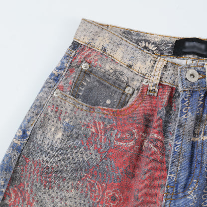 Fashion Painting Graffiti Denim Trousers Men