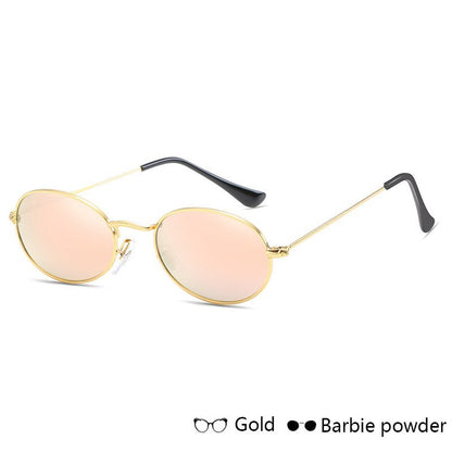 Fashion Women's Oval Sunglasses- Luxury Metal Frame