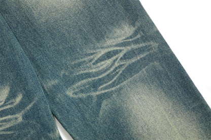 Washed Denim Loose Trousers For Men